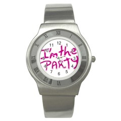 I Am The Party Typographic Design Quote Stainless Steel Watch (slim) by dflcprints