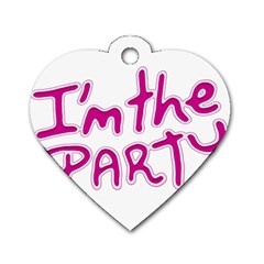 I Am The Party Typographic Design Quote Dog Tag Heart (two Sided) by dflcprints