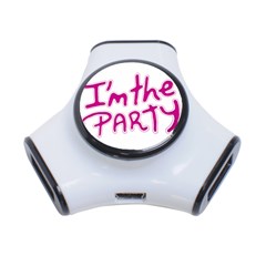 I Am The Party Typographic Design Quote 3 Port Usb Hub by dflcprints