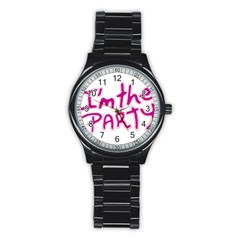 I Am The Party Typographic Design Quote Sport Metal Watch (black) by dflcprints