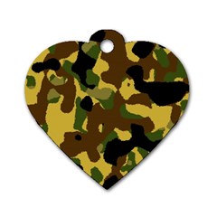 Camo Pattern  Dog Tag Heart (two Sided) by Colorfulart23