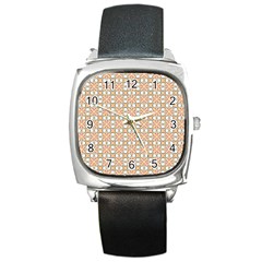 Cute Pretty Elegant Pattern Square Leather Watch by GardenOfOphir