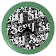 Sexy Text Typographic Pattern Wall Clock (color) by dflcprints