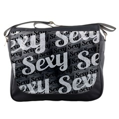 Sexy Text Typographic Pattern Messenger Bag by dflcprints