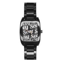 Sexy Text Typographic Pattern Stainless Steel Barrel Watch by dflcprints