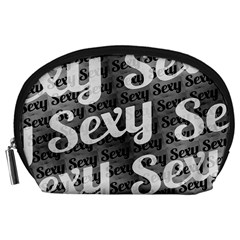 Sexy Text Typographic Pattern Accessory Pouch (large) by dflcprints