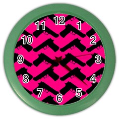 Pink Gun Wall Clock (Color)
