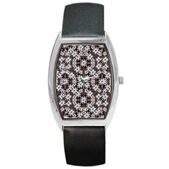 Modern Floral Geometric Pattern Tonneau Leather Watch by dflcprints