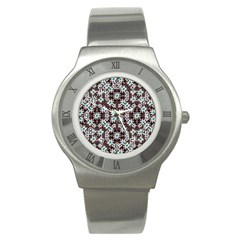 Modern Floral Geometric Pattern Stainless Steel Watch (slim) by dflcprints