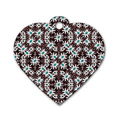 Modern Floral Geometric Pattern Dog Tag Heart (one Sided)  by dflcprints