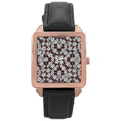 Modern Floral Geometric Pattern Rose Gold Leather Watch  by dflcprints