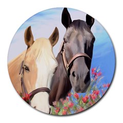 Miwok Horses 8  Mouse Pad (round) by JulianneOsoske