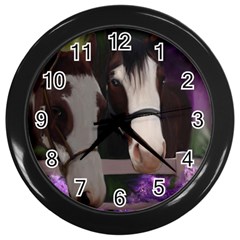 Two Horses Wall Clock (black)