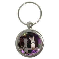 Two Horses Key Chain (round) by JulianneOsoske