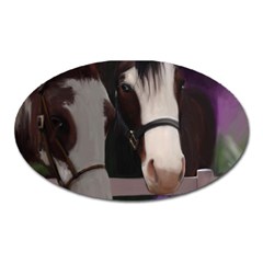 Two Horses Magnet (oval) by JulianneOsoske