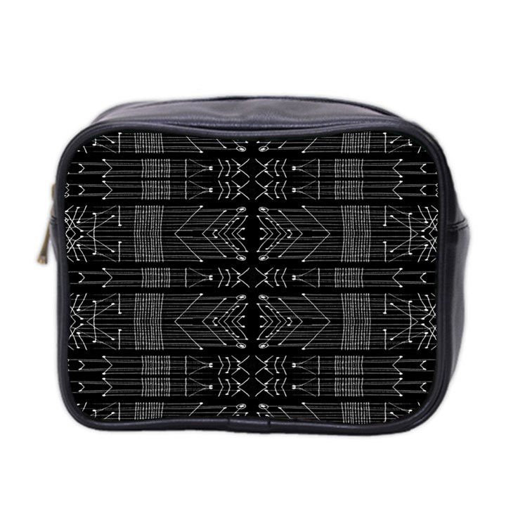 Black and White Tribal  Mini Travel Toiletry Bag (Two Sides)