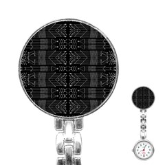 Black and White Tribal  Stainless Steel Nurses Watch