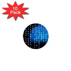 Binary Rain 1  Mini Button (10 Pack)