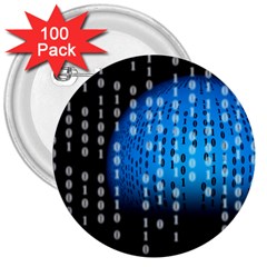 Binary Rain 3  Button (100 Pack) by StuffOrSomething