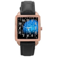 Binary Rain Rose Gold Leather Watch 