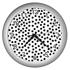 Black Polka Dots Wall Clock (silver)