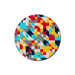 Colorful Shapes Rubber Round Coaster (4 Pack) by LalyLauraFLM