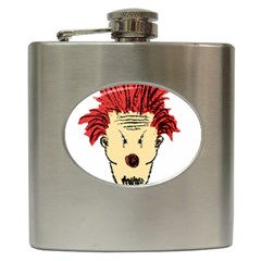 Evil Clown Hand Draw Illustration Hip Flask by dflcprints