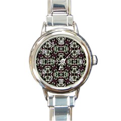 Geometric Grunge Round Italian Charm Watch by dflcprints