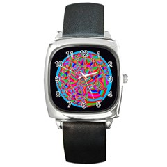 Magical Trance Square Leather Watch by icarusismartdesigns