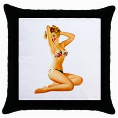 Sexy Bikini Pinup Black Throw Pillow Case