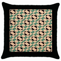 Brown Green Rectangles Pattern Throw Pillow Case (black) by LalyLauraFLM