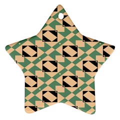 Brown Green Rectangles Pattern Star Ornament (two Sides) by LalyLauraFLM