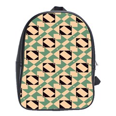 Brown Green Rectangles Pattern School Bag (large) by LalyLauraFLM