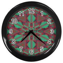 Green Tribal Star Wall Clock (black)