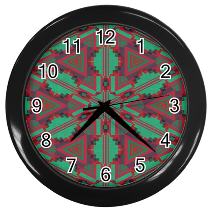 Green tribal star Wall Clock (Black)