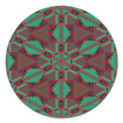 Green Tribal Star Magnet 5  (round) by LalyLauraFLM