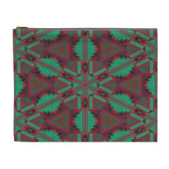 Green Tribal Star Cosmetic Bag (xl) by LalyLauraFLM