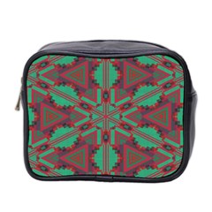 Green Tribal Star Mini Toiletries Bag (two Sides) by LalyLauraFLM