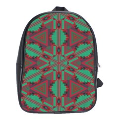 Green Tribal Star School Bag (xl) by LalyLauraFLM