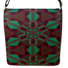 Green Tribal Star Flap Closure Messenger Bag (small) by LalyLauraFLM