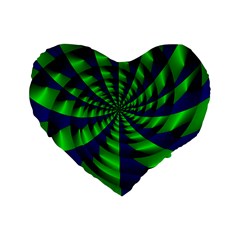 Green Blue Spiral Standard 16  Premium Heart Shape Cushion  by LalyLauraFLM