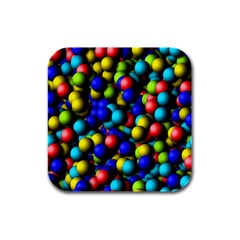 Colorful Balls Rubber Square Coaster (4 Pack)