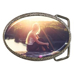 Boho Blonde Belt Buckle (oval)