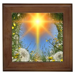 Dandelions Framed Ceramic Tile by boho