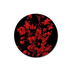 Dark Red Flower Magnet 3  (round) by dflcprints