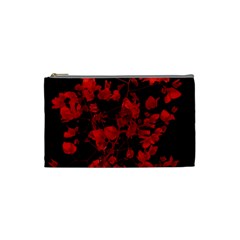 Dark Red Flower Cosmetic Bag (small) by dflcprints