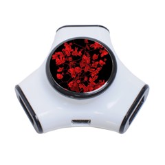 Dark Red Flower 3 Port Usb Hub by dflcprints