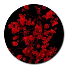 Dark Red Flower 8  Mouse Pad (round) by dflcprints