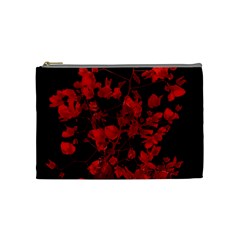 Dark Red Flower Cosmetic Bag (medium) by dflcprints