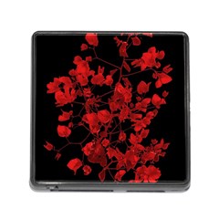 Dark Red Flower Memory Card Reader With Storage (square) by dflcprints